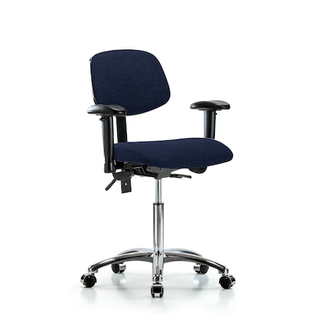 Chair, Fab, Med Bench, Chr Tilt AA Cast Nav, 6-Way Adjustable, 22