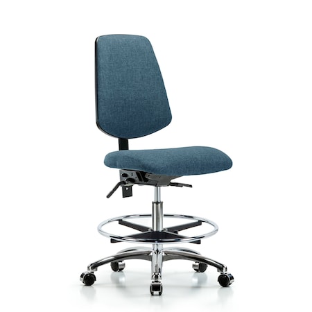 Fab Med Bench Chair, Bk, CF, Cast, Blu, No Arms, 22