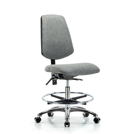 Fab Med Bench Chair, Bk, CF, Cast, Gry, No Arms, 22