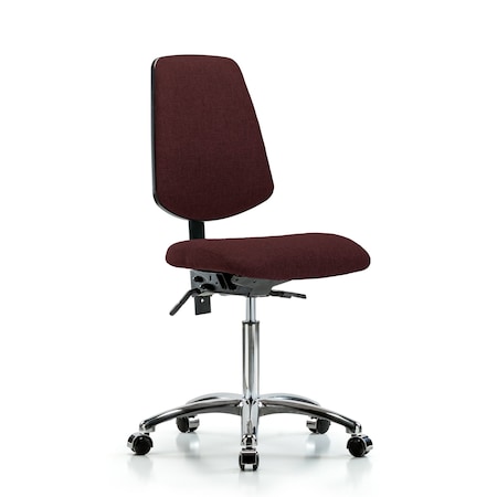 Fab Med Bench Chair, Bk, Chrm, Cast, Bur, No Arms, 22