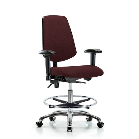 Fab Med Bench Chair, Bk, CF, Cast, Bur, 6-Way Adjustable, 22