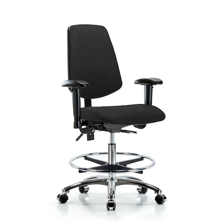 Fab Med Bench Chair, Bk, CF, Cast, Blk, 6-Way Adjustable, 22