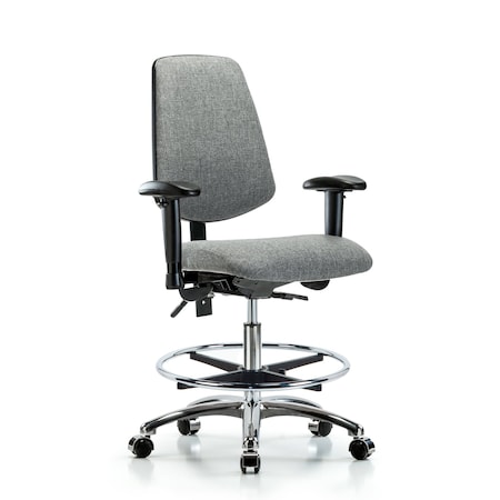 Fab Med Bench Chair, Bk, CF, Cast, Gry, 6-Way Adjustable, 22