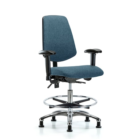 Fab Med Bench Chair, Bk, CF, Glds, Blu, 6-Way Adjustable, 22