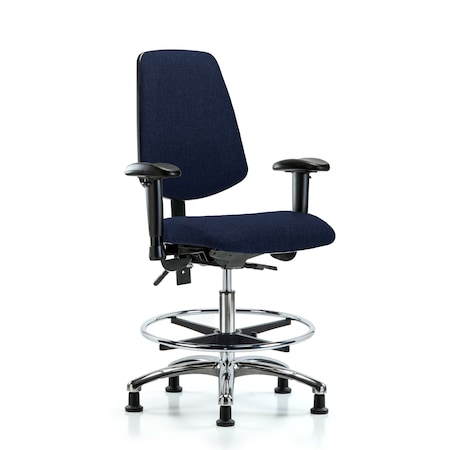 Fab Med Bench Chair, Bk, CF, Glds, Navy, 6-Way Adjustable, 22