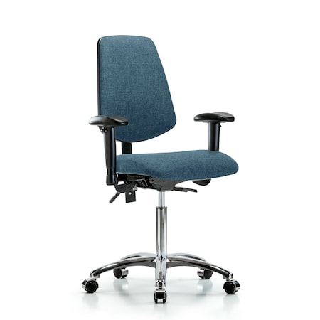 Fab Med Bench Chair, Bk, Cast, Blu, 6-Way Adjustable, 22