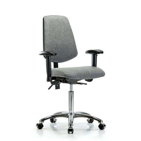 Fab Med Bench Chair, Bk, Cast, Gry, 6-Way Adjustable, 22