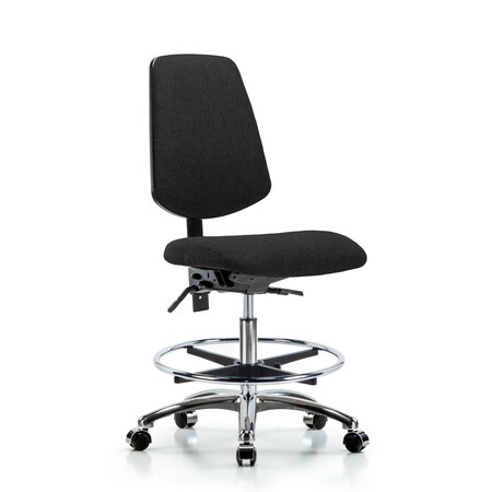 Fab Med Bench Chair, Bk, CF, Cast, Blk, No Arms, 22
