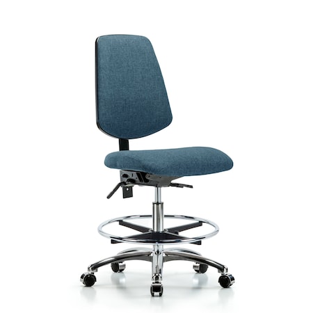 Fab Med Bench Chair, Bk, CF, Cast, Blu, No Arms, 22