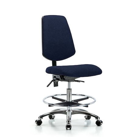 Fab Med Bench Chair, Bk, CF, Cast, Navy, No Arms, 22