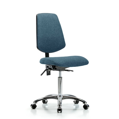 Fab Med Bench Chair, Bk, Cast, Blu, No Arms, 22