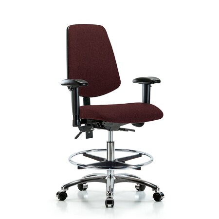 Fab Med Bench Chair, Bk, CF, Cast, Bur, 6-Way Adjustable, 22