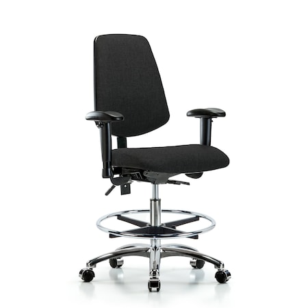 Fab Med Bench Chair, Bk, CF, Cast, Blk, 6-Way Adjustable, 22