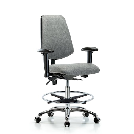 Fab Med Bench Chair, Bk, CF, Cast, Gry, 6-Way Adjustable, 22