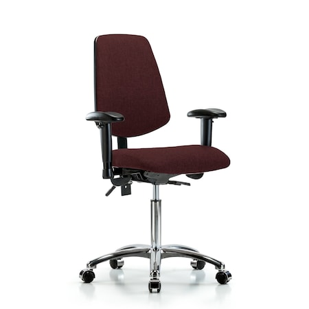 Fab Med Bench Chair, Bk, Cast, Bur, 6-Way Adjustable, 22