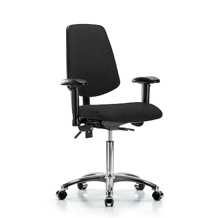Fab Med Bench Chair, Bk, Cast, Blk, 6-Way Adjustable, 22