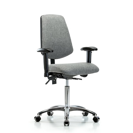 Fab Med Bench Chair, Bk, Cast, Gry, 6-Way Adjustable, 22