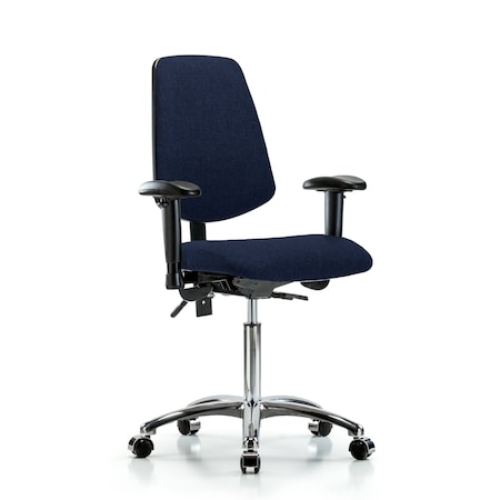 Fab Med Bench Chair, Bk, Cast, Navy, 6-Way Adjustable, 22