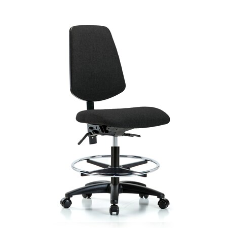 Fab Med Bench Chair, Bk, CF, Cast, Blk, No Arms, 22