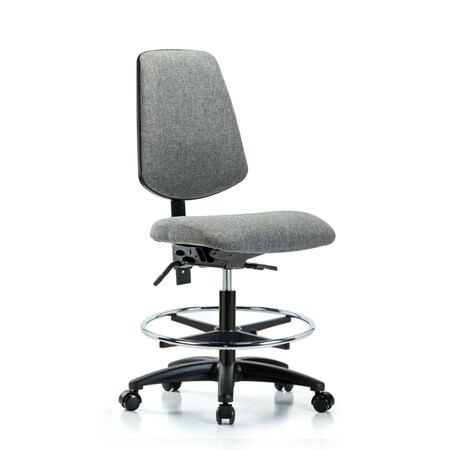 Fab Med Bench Chair, Bk, CF, Cast, Gry, No Arms, 22