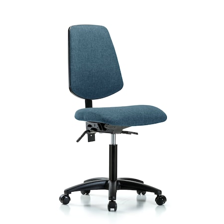 Fab Med Bench Chair, Bk, Cast, Blu, No Arms, 22