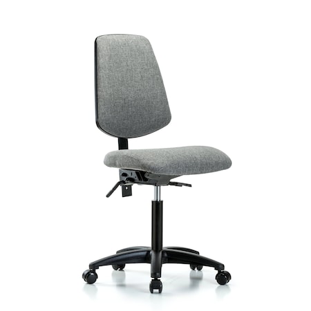 Fab Med Bench Chair, Bk, Cast, Gry, No Arms, 22