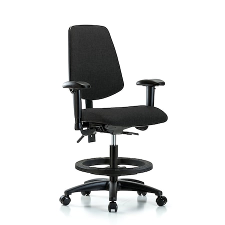 Fab Med Bench Chair, Bk, BF, Cast, Blk, 6-Way Adjustable, 22