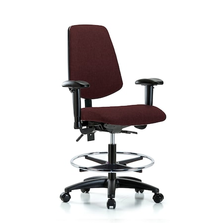 Fab Med Bench Chair, Bk, CF, Cast, Bur, 6-Way Adjustable, 22
