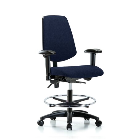 Fab Med Bench Chair, Bk, CF, Cast, Navy, 6-Way Adjustable, 22