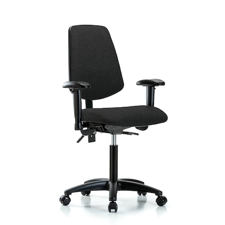 Fab Med Bench Chair, Bk, AA, Cast, Blk, 6-Way Adjustable, 22