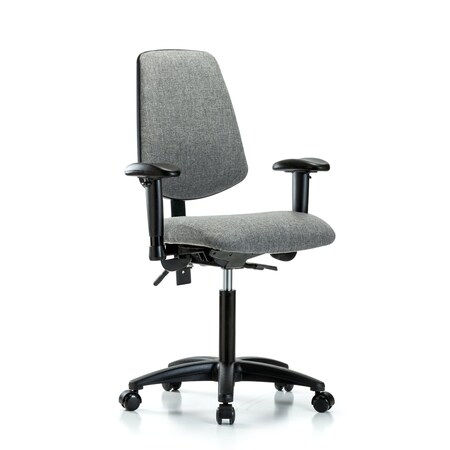 Fab Med Bench Chair, Bk, AA, Cast, Gry, 6-Way Adjustable, 22