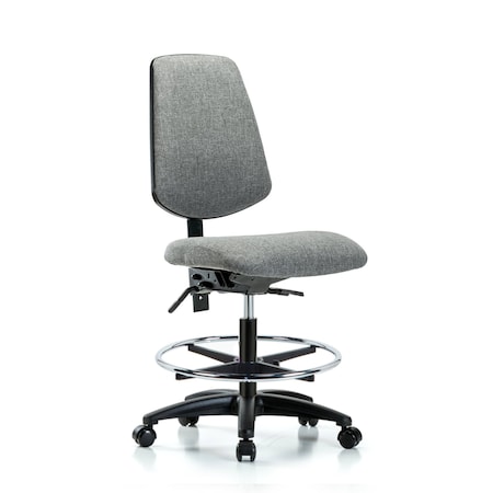 Fab Med Bench Chair, Bk, CF, Cast, Gry, No Arms, 22