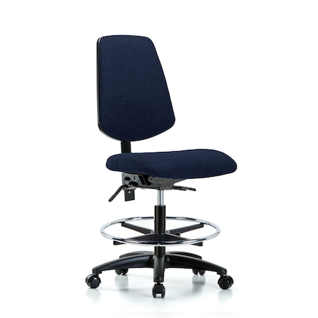 Fab Med Bench Chair, Bk, CF, Cast, Navy, No Arms, 22