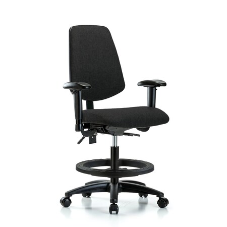 Fab Med Bench Chair, Bk, BF, Cast, Blk, 6-Way Adjustable, 22