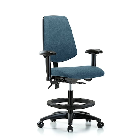 Fab Med Bench Chair, Bk, BF, Cast, Blu, 6-Way Adjustable, 22