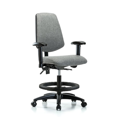 Fab Med Bench Chair, Bk, BF, Cast, Gry, 6-Way Adjustable, 22