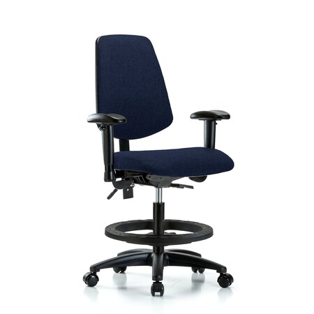 Fab Med Bench Chair, Bk, BF, Cast, Navy, 6-Way Adjustable, 22
