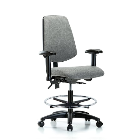 Fab Med Bench Chair, Bk, CF, Cast, Gry, 6-Way Adjustable, 22