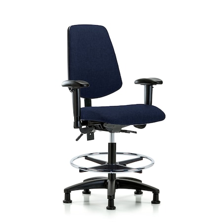 Fab Med Bench Chair, Bk, CF, Glds, Navy, 6-Way Adjustable, 22