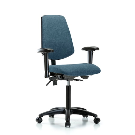 Fab Med Bench Chair, Bk, Cast, Blu, 6-Way Adjustable, 22