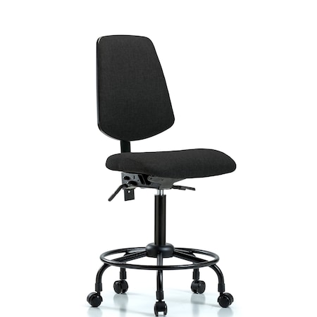 Fab Med Bench Chair, Bk, RT, Cast, Blk, No Arms, 24