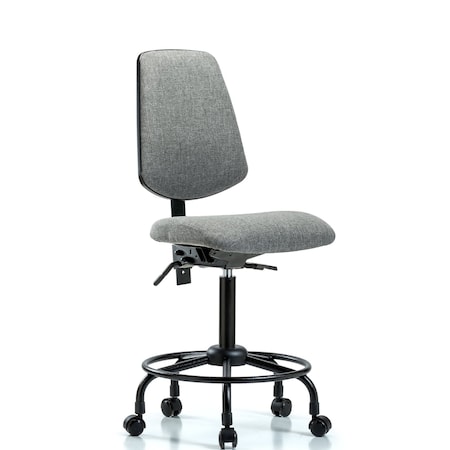 Fab Med Bench Chair, Bk, RT, Cast, Gry, No Arms, 24