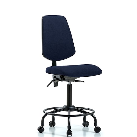 Fab Med Bench Chair, Bk, RT, Cast, Navy, No Arms, 24