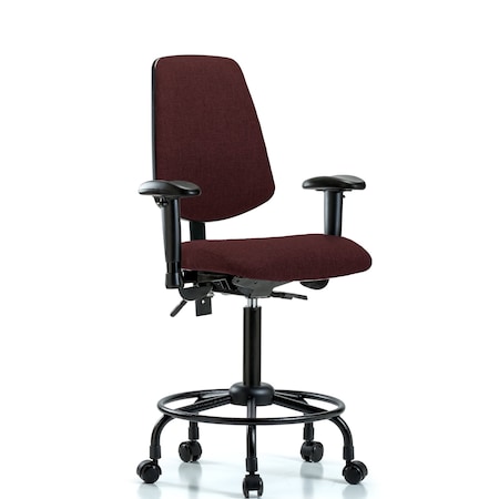 Fab Med Bench Chair, Bk, RT, Cast, Bur, 6-Way Adjustable, 24