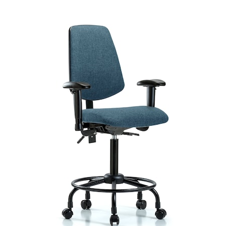 Fab Med Bench Chair, Bk, RT, Cast, Blu, 6-Way Adjustable, 24