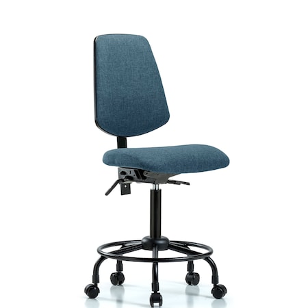 Fab Med Bench Chair, Bk, RT, Cast, Blu, No Arms, 24