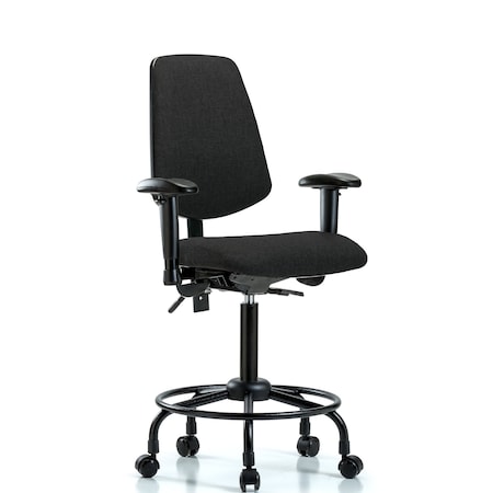 Fab Med Bench Chair, Bk, RT, Cast, Blk, 6-Way Adjustable, 24