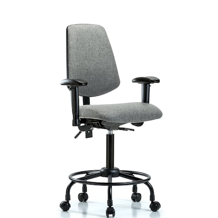 Fab Med Bench Chair, Bk, RT, Cast, Gry, 6-Way Adjustable, 24