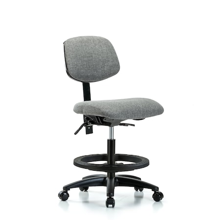 Chair, Fabric, Med Bench, BF Casters, Gry, No Arms, 22