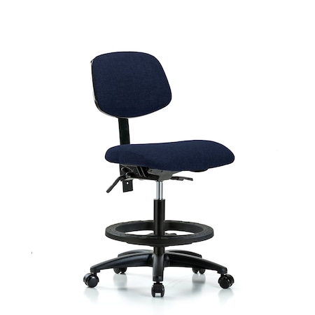 Chair, Fabric, Med Bench, BF Casters, Nav, No Arms, 22